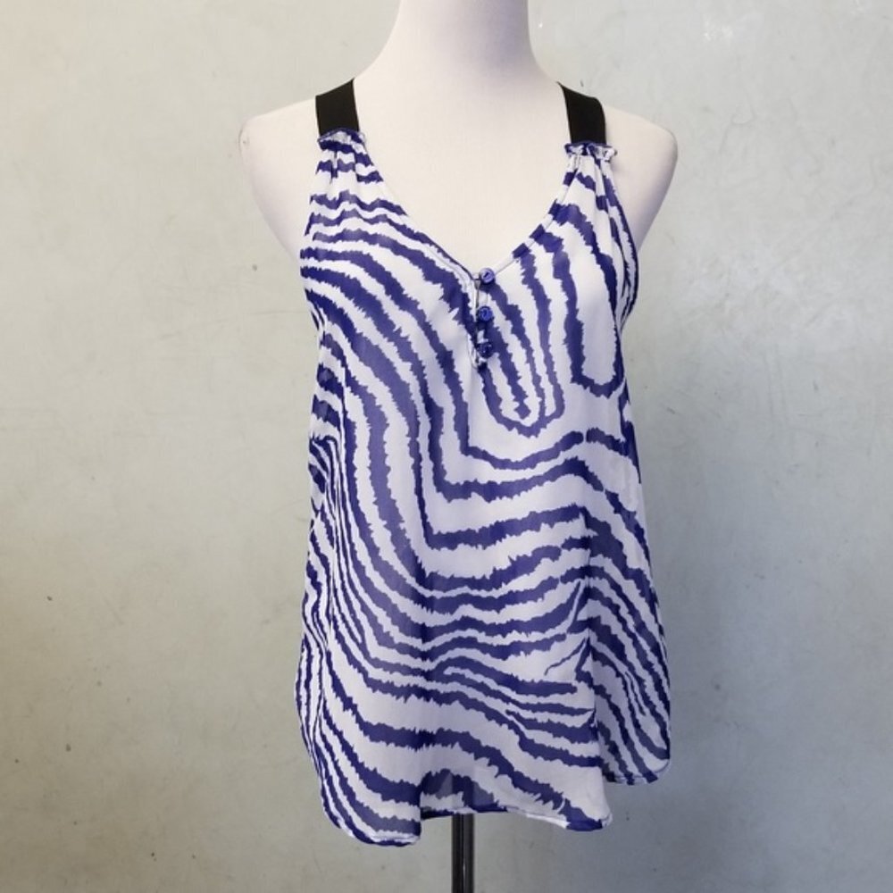 Aqua blue and white race back tank top size XS (S17)